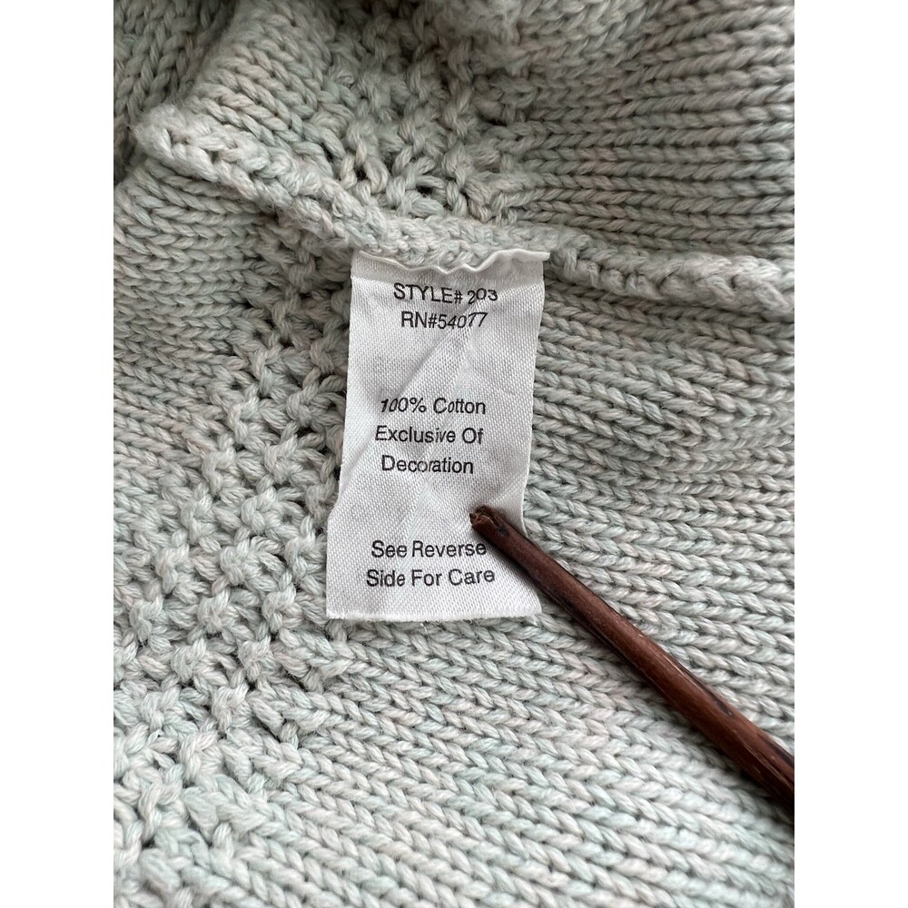 Cabi Women's Society Knit Cardigan Sweater 3/4 Sleeve 100% Cotton Mint Green S - Picture 9 of 12